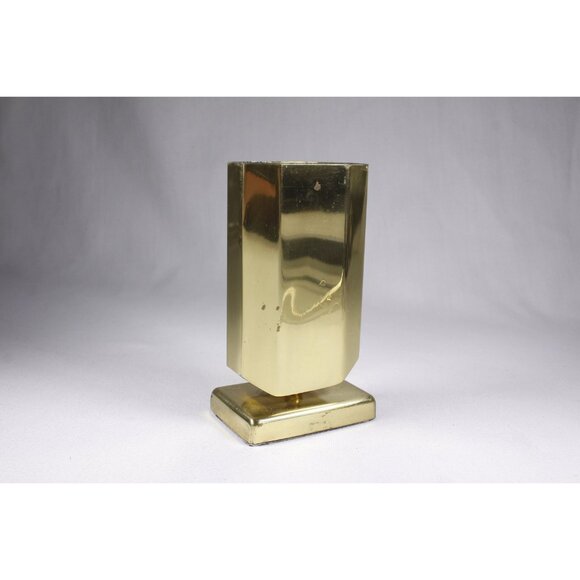 Vintage brass pen stand, fabric lined home office desk tidy, weighted base - Picture 3 of 6
